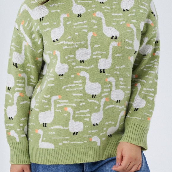 Cider Geese Print Knit Sweater 4X plus size - Picture 2 of 8